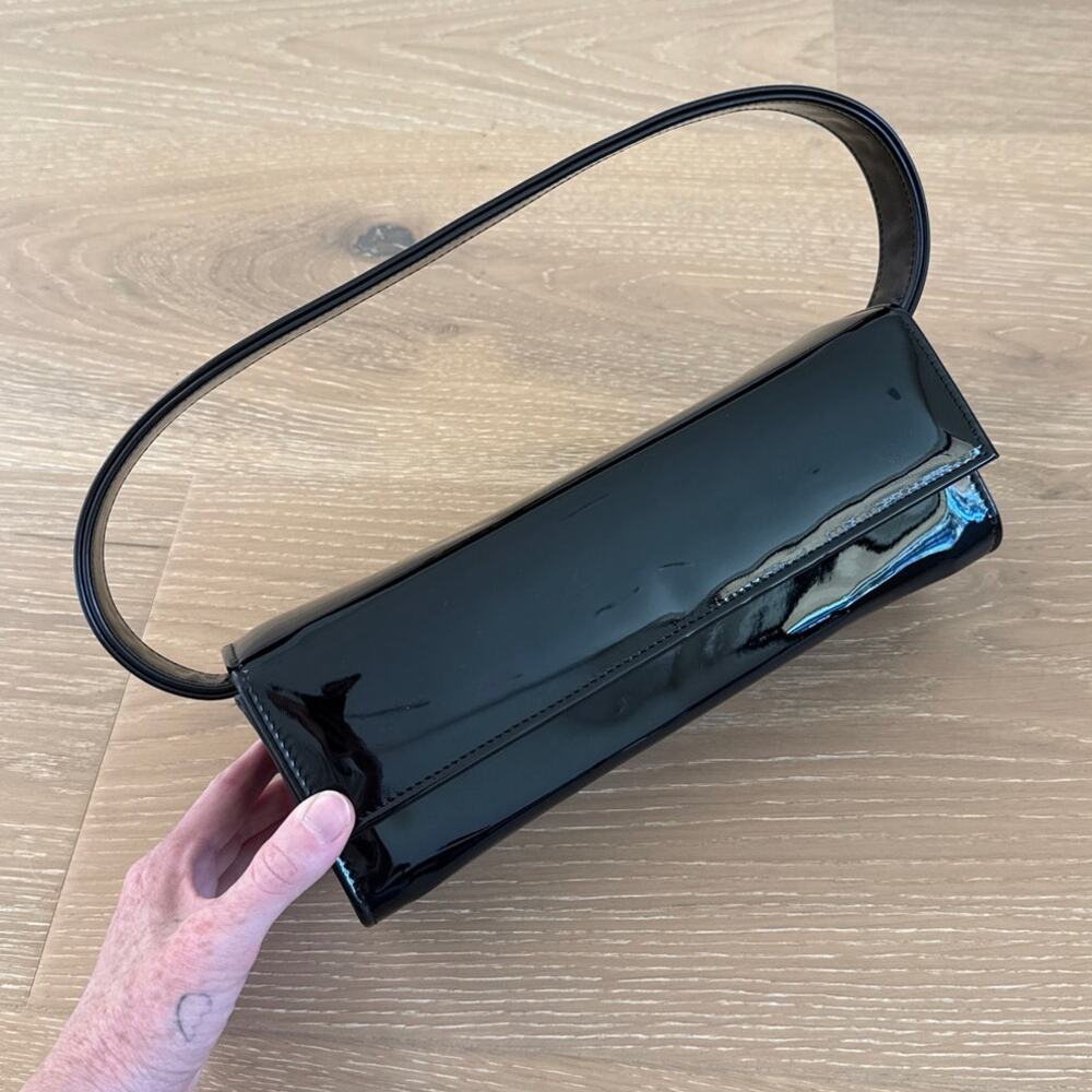 Mabash Nami Baguette Clutch Bag Patent Leather Black